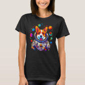Dog Welsh Corgi Planet Space Astronaut Tシャツ (正面)