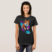 Dog Welsh Corgi Snowboarder Tシャツ (正面フル)
