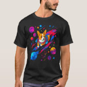 Dog Welsh Corgi Space Planet Universe Tシャツ (正面)