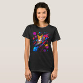 Dog Welsh Corgi Space Planet Universe Tシャツ (正面フル)