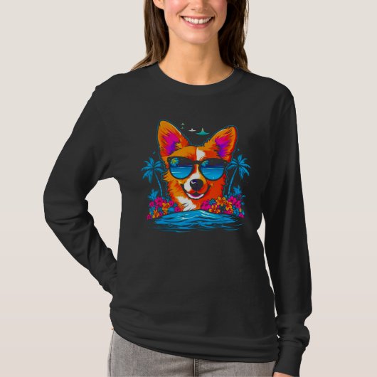 Dog Welsh Corgi Summer Vibe Tシャツ (正面)