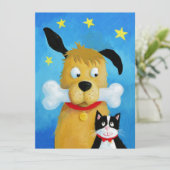 Dog with Bone & Cat - Christmas おもしろい Card シーズンカード (スタンド正面)