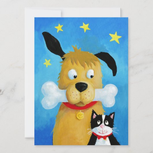 Dog with Bone & Cat - Christmas おもしろい Card シーズンカード (正面)