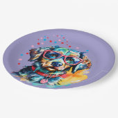 Dog with Glasses ペーパープレート (アングル)