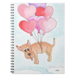Dog with Heart Balloons ノートブック