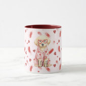 Dog with Heart Glasses Glitter Love Hearts  マグカップ (中央)