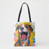 Dog with Paint Splatter Print Smiling Dog Design トートバッグ (正面)
