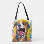 Dog with Paint Splatter Print Smiling Dog Design トートバッグ (裏面)