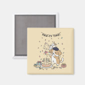 Dog With Party Horn Cute Kawaii Home Decor Art マグネット (正面/裏面)