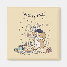 Dog With Party Horn Cute Kawaii Home Decor Art