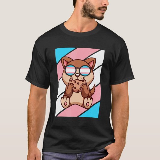 Dog With Pride Transgender Flag LGBTQ Proud Ally P Tシャツ (正面)