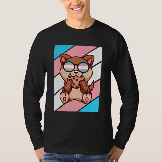 Dog With Pride Transgender Flag LGBTQ Proud Ally P Tシャツ (正面)