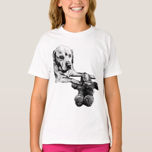 Dog with Teddy | Sketch Style Shirt Tシャツ (正面)