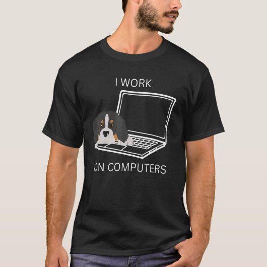 Dog working on computers sarcastic dogs cat 2 tシャツ (正面)