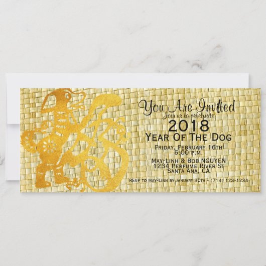 Dog Year 2018ベトナム語のフォトフレーム挨拶I 招待状 (裏面)