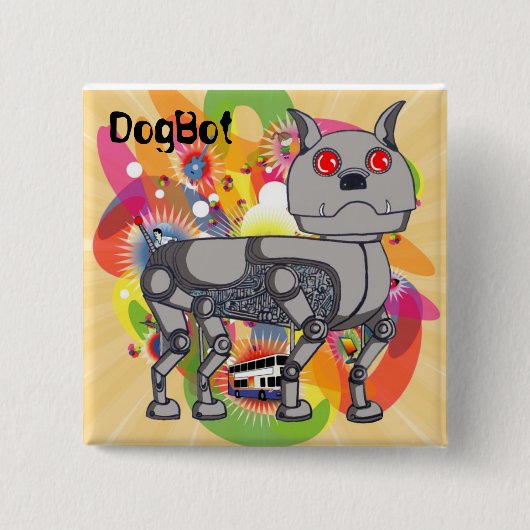 DogBotのファンキーなバッジ 缶バッジ (正面)