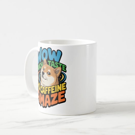 Dogeミームコーヒーマグ – ワウ多くのカフェイン、このような驚き コーヒーマグカップ (正面左)
