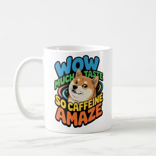 Dogeミームコーヒーマグ – ワウ多くのカフェイン、このような驚き コーヒーマグカップ (左)