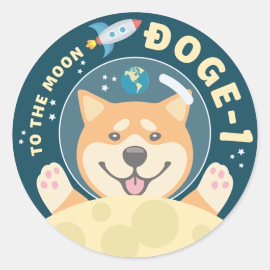 Doge 1ムーンミッションパッチボタン ラウンドシール (正面)