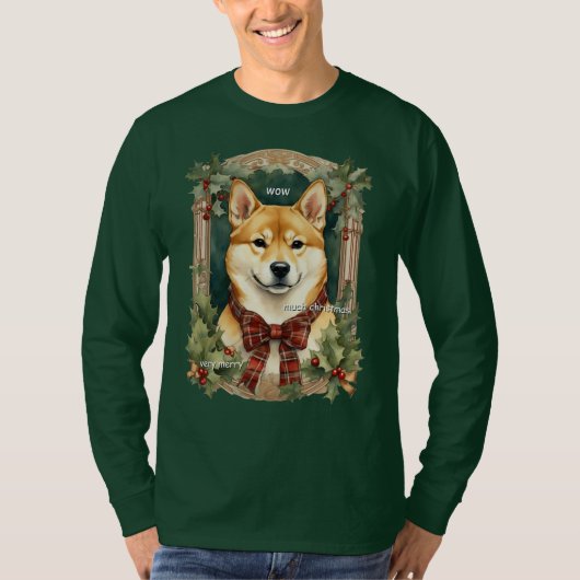 Doge Christmas Sweatshirt (柴犬)メンズロング Tシャツ (正面)