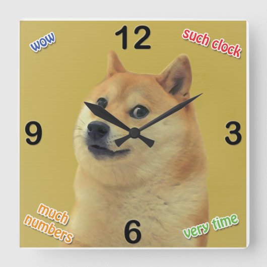 Doge Clock スクエア壁時計 (正面)