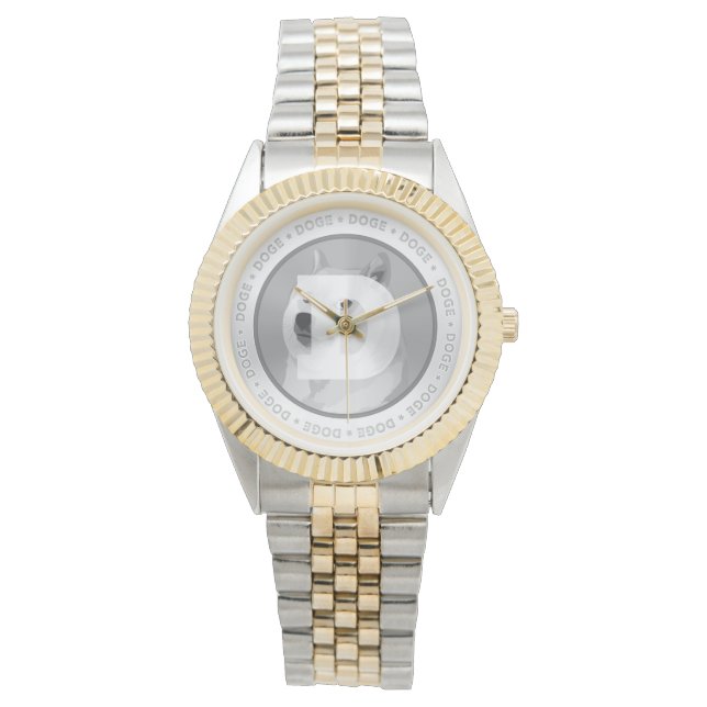 DOGE dogecoin ：シルバーウォッチ 腕時計 (正面)