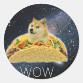 doge space taco meme classic round sticker ラウンドシール (正面)