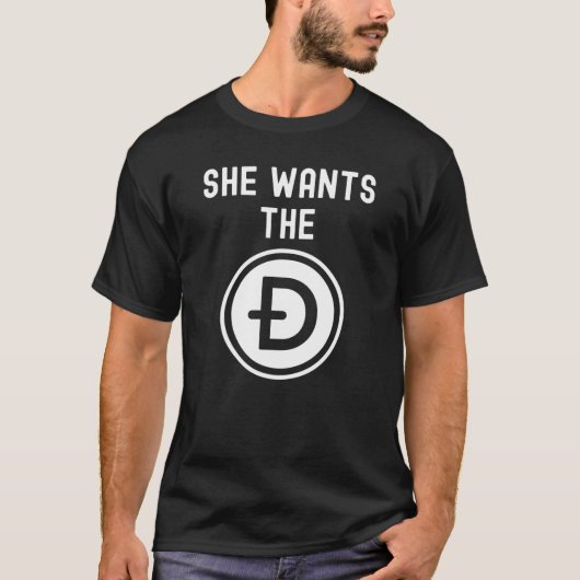 Dogecoinおもしろいミーム彼女はDのHodlのdogeをTに望む Tシャツ (正面)