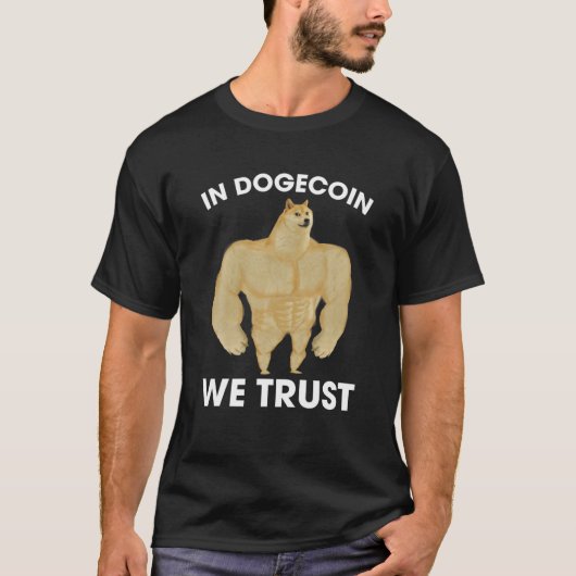 Dogecoinで我々はDoge CryptoおもしろいミームHODL Tを信頼 Tシャツ (正面)