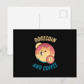 Dogecoinとコーヒー – Doge おもしろい Crypto ポストカード (正面/裏面)
