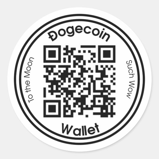 Dogecoinの財布QRコード円形のステッカー ラウンドシール (正面)
