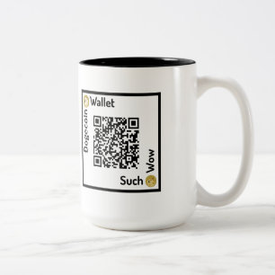Dogecoinの財布QRコード正方形のマグ ツートーンマグカップ