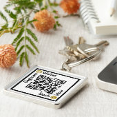 Dogecoinの財布QRコード正方形Keychain キーホルダー (側面)