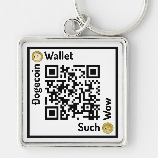 Dogecoinの財布QRコード正方形Keychain キーホルダー (正面)
