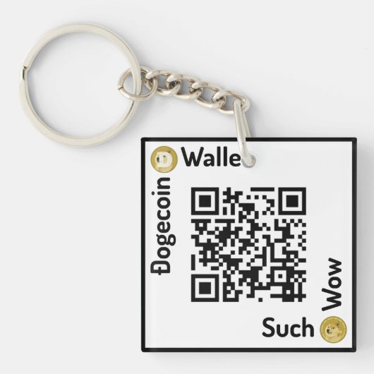 Dogecoinの財布QRコード正方形Keychain 2は味方しました キーホルダー (正面)