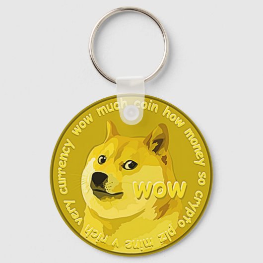 Dogecoinコインのロゴの暗号通貨 キーホルダー (正面)