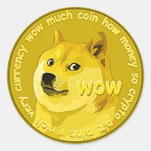 Dogecoinコインのロゴの暗号通貨 ラウンドシール (正面)