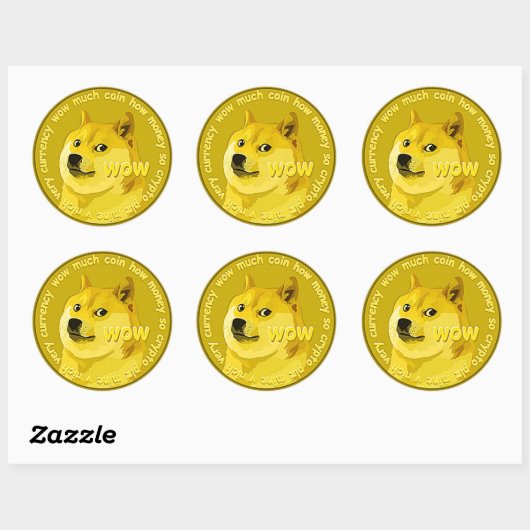 Dogecoinコインのロゴの暗号通貨 ラウンドシール (シート)