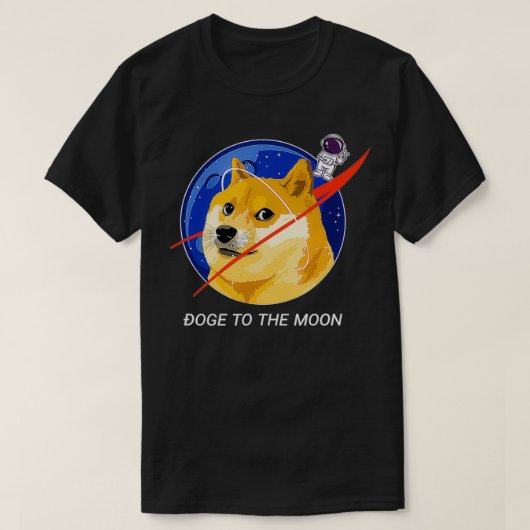 Dogecoinドージュトゥザムーンホテル暗号ミーム Tシャツ (デザイン正面)