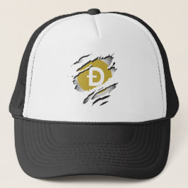 Dogecoin引き裂かれたロゴのリビールイメージ – Trucker Hat キャップ