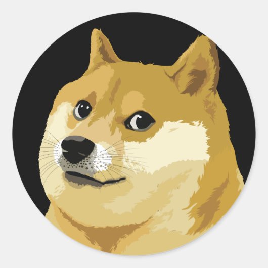 Dogecoin月の株式市場の暗号にDoge日 ラウンドシール (正面)