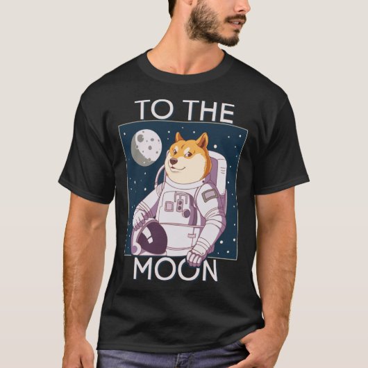 Dogecoin犬の宇宙飛行士が月のブロックチェーンにHODL Tシャツ (正面)