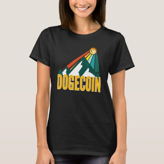 Dogecoin犬クリプトマウンテンサンレイクリプトカレン Tシャツ (正面)
