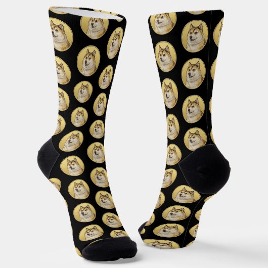 Dogecoin犬 ソックス (傾斜あり)