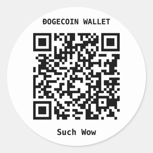 Dogecoin財布QRコードシンプルシール ラウンドシール (正面)