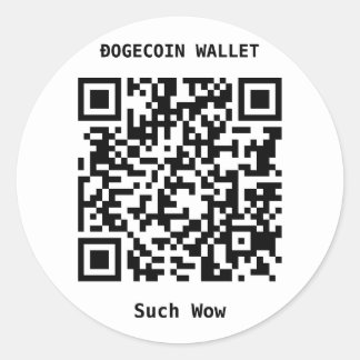 Dogecoin財布QRコードシンプルシール ラウンドシール