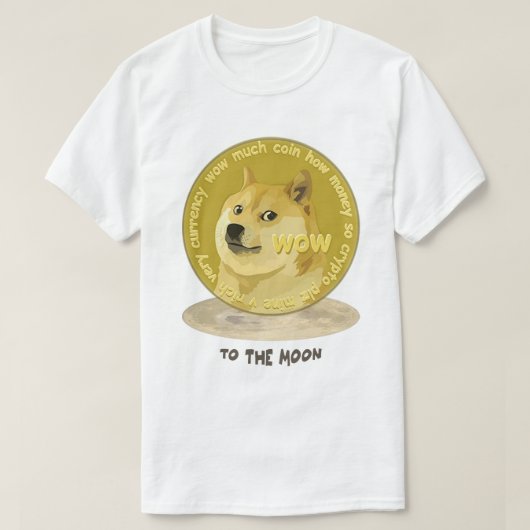 DogeCoin – 月へ Tシャツ (デザイン正面)