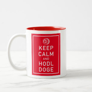Dogecoin Calm保とHodl Doge Crypto おもしろい ツートーンマグカップ