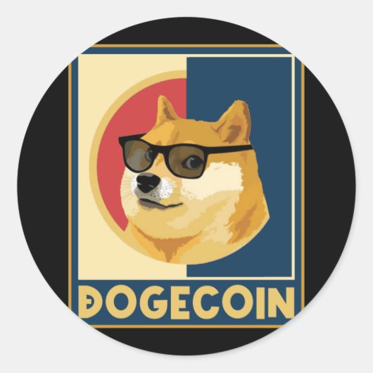 Dogecoin Coin Doge Men Women Kids 2 ラウンドシール (正面)