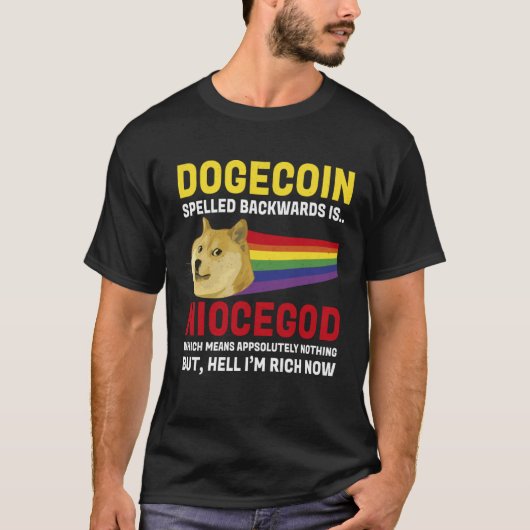 Dogecoin Crypto Meme Dogecoin Backwards  Cryptocur Tシャツ (正面)